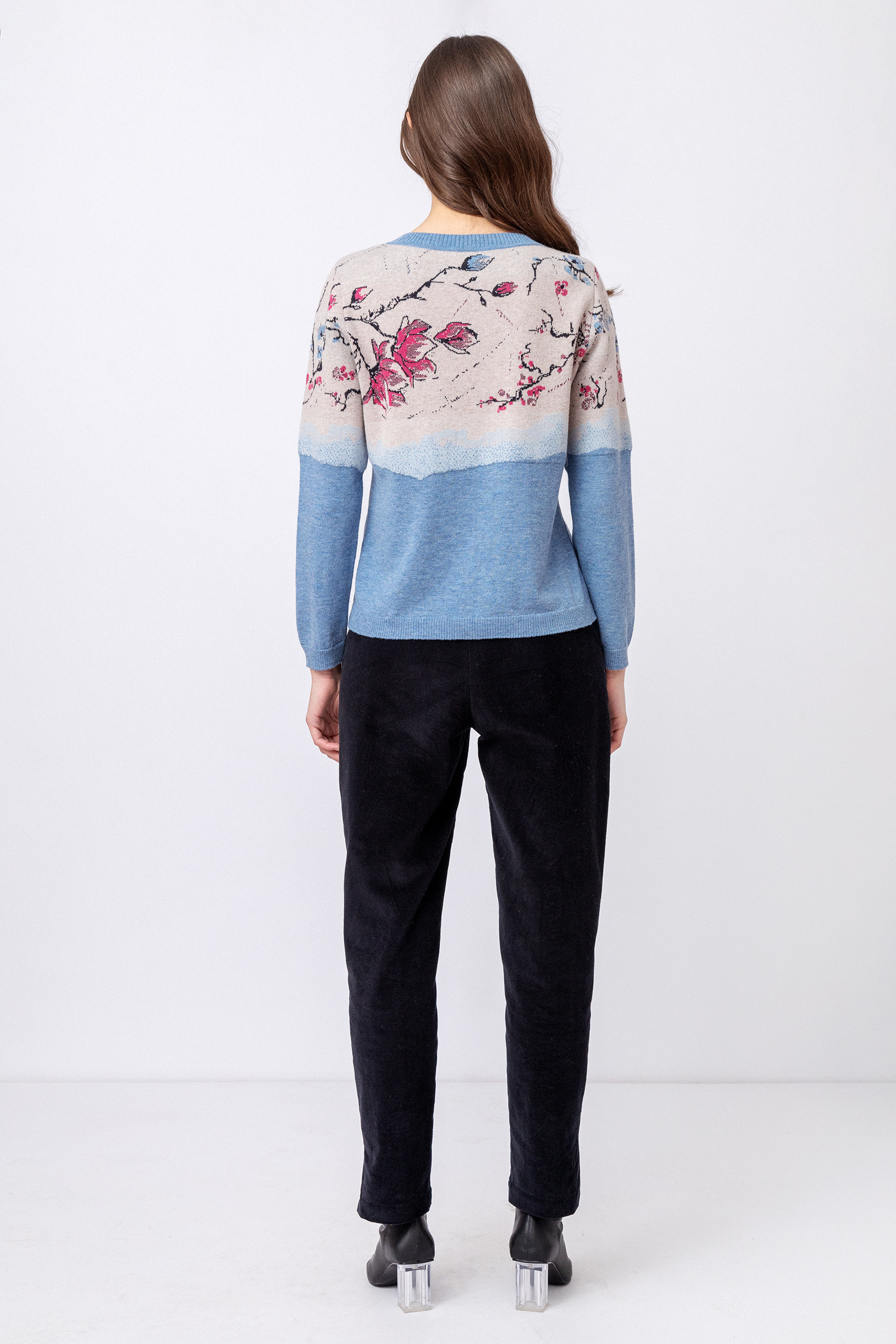 IVKO  Woman IVKO Outlet -Jacquard Pullover Cherry Blossom Pattern Sky