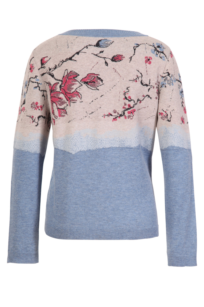 IVKO Outlet -Jacquard Pullover Cherry Blossom Pattern Sky