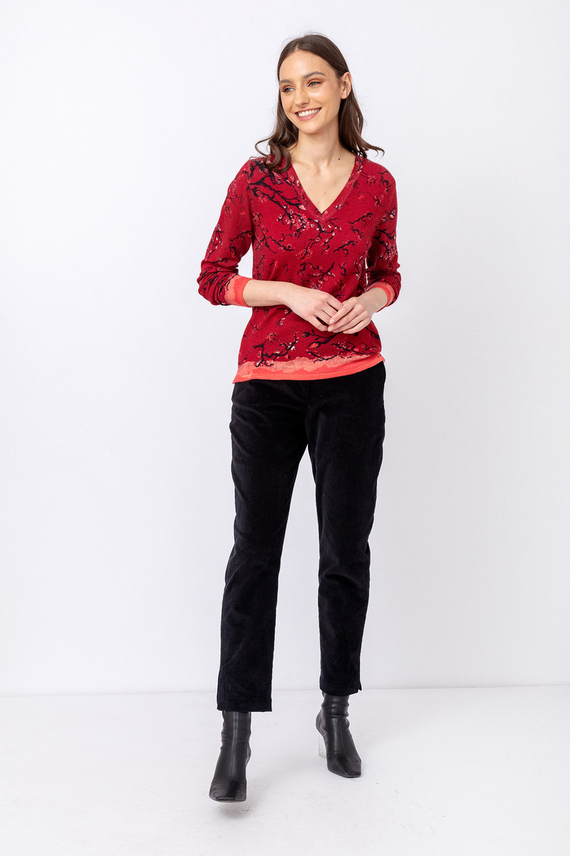IVKO - Printed Pullover Cherry Blossom Pattern Rosewood