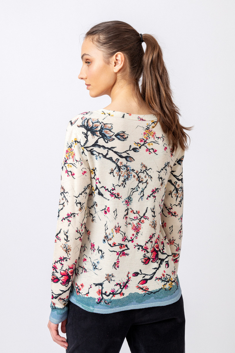 IVKO - Printed Pullover Cherry Blossom Pattern Off-White