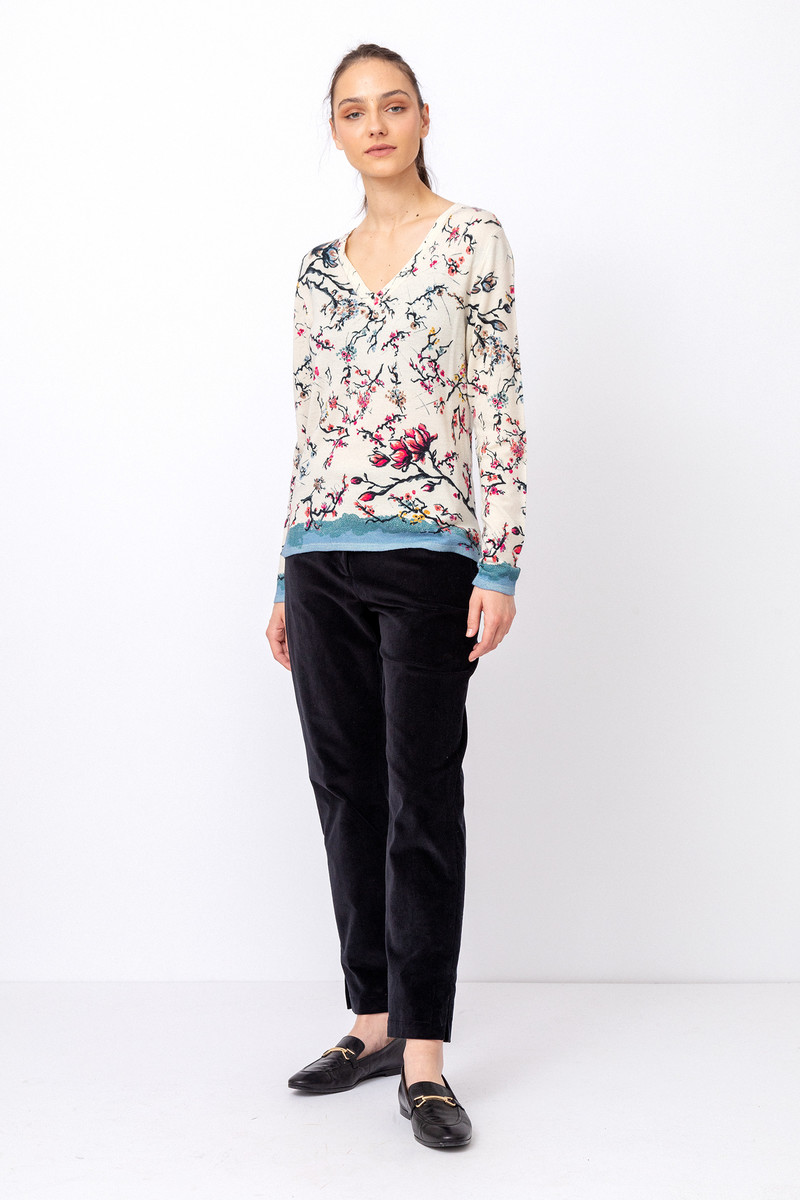 IVKO - Printed Pullover Cherry Blossom Pattern Off-White