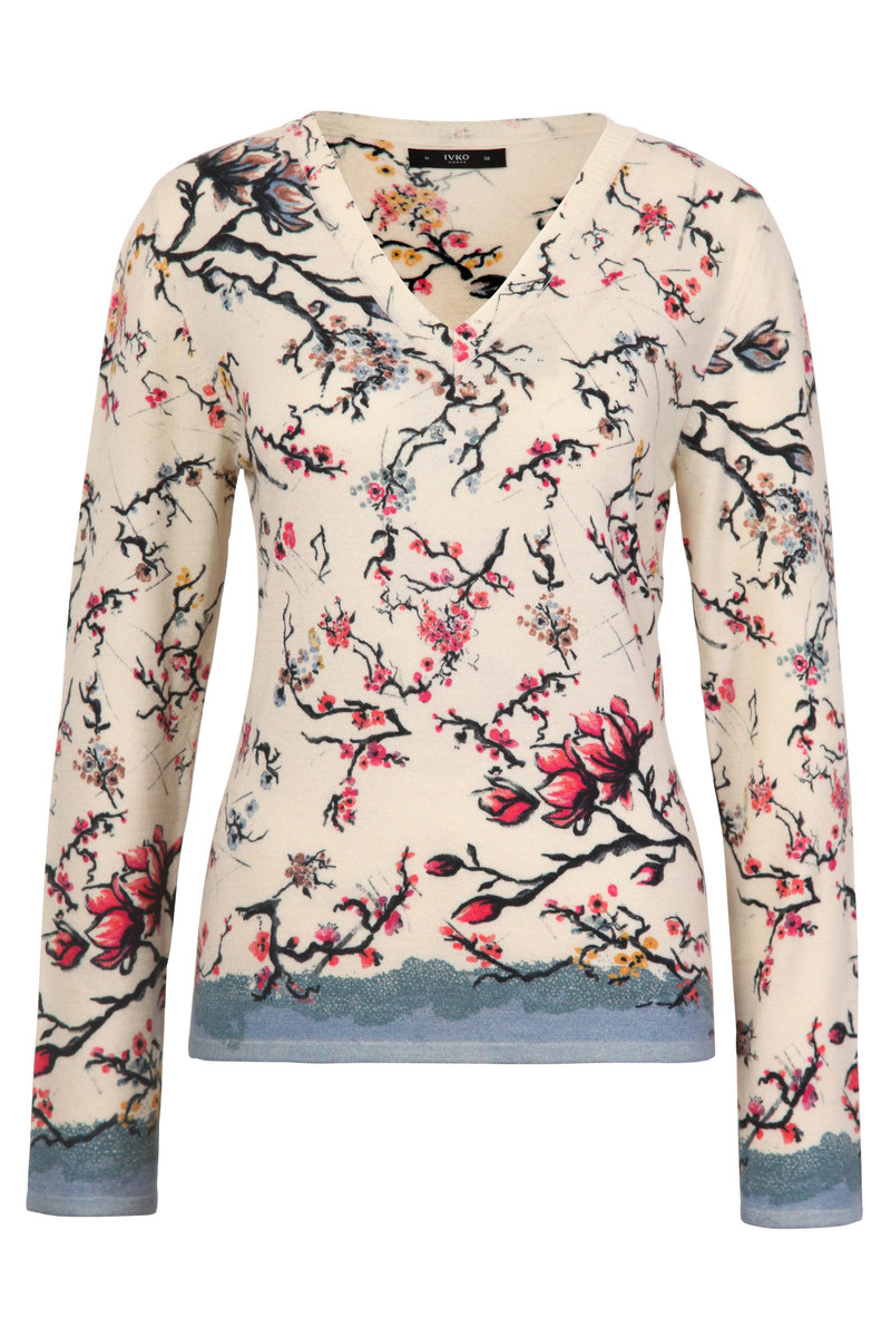 IVKO - Printed Pullover Cherry Blossom Pattern Off-White