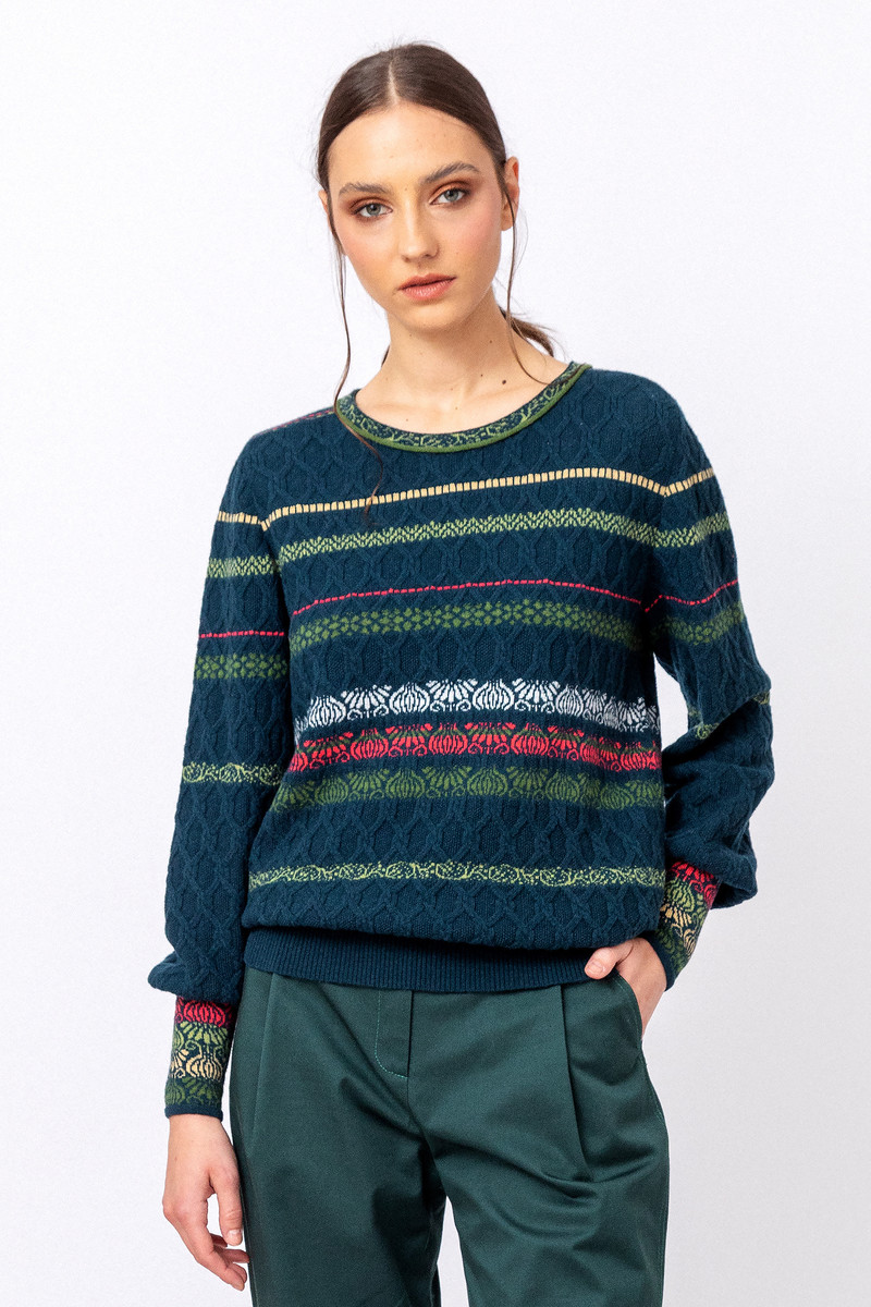 IVKO - Structure Pullover Grasset Floral Pattern Green