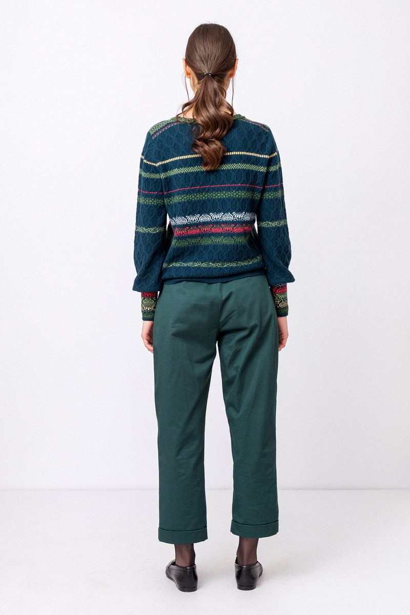 IVKO - Structure Pullover Grasset Floral Pattern Green
