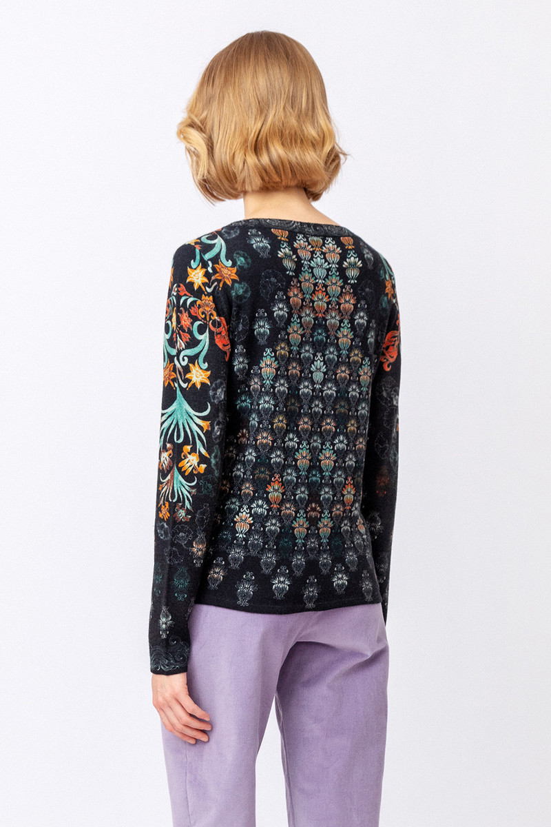 IVKO - Printed Pullover Green Grasset Floral Pattern Anthracite