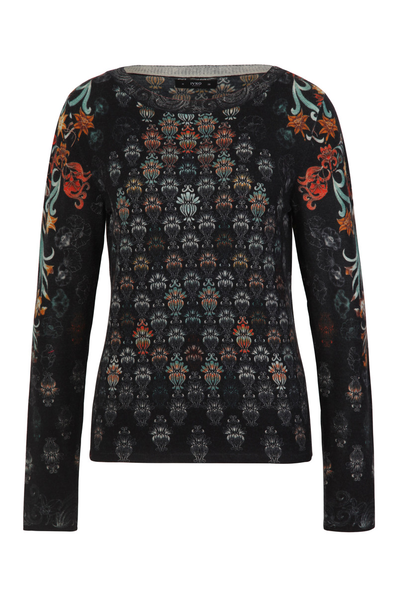 IVKO - Printed Pullover Green Grasset Floral Pattern Anthracite