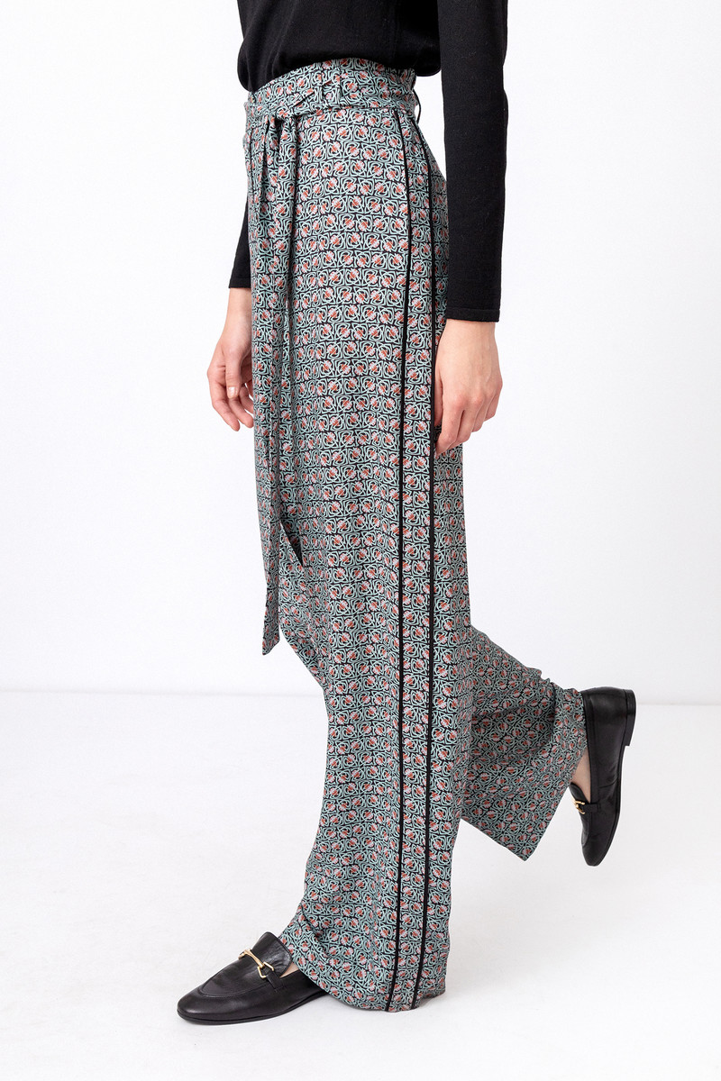 IVKO - High-Waist Pants Grasset Floral Pattern Anthracite
