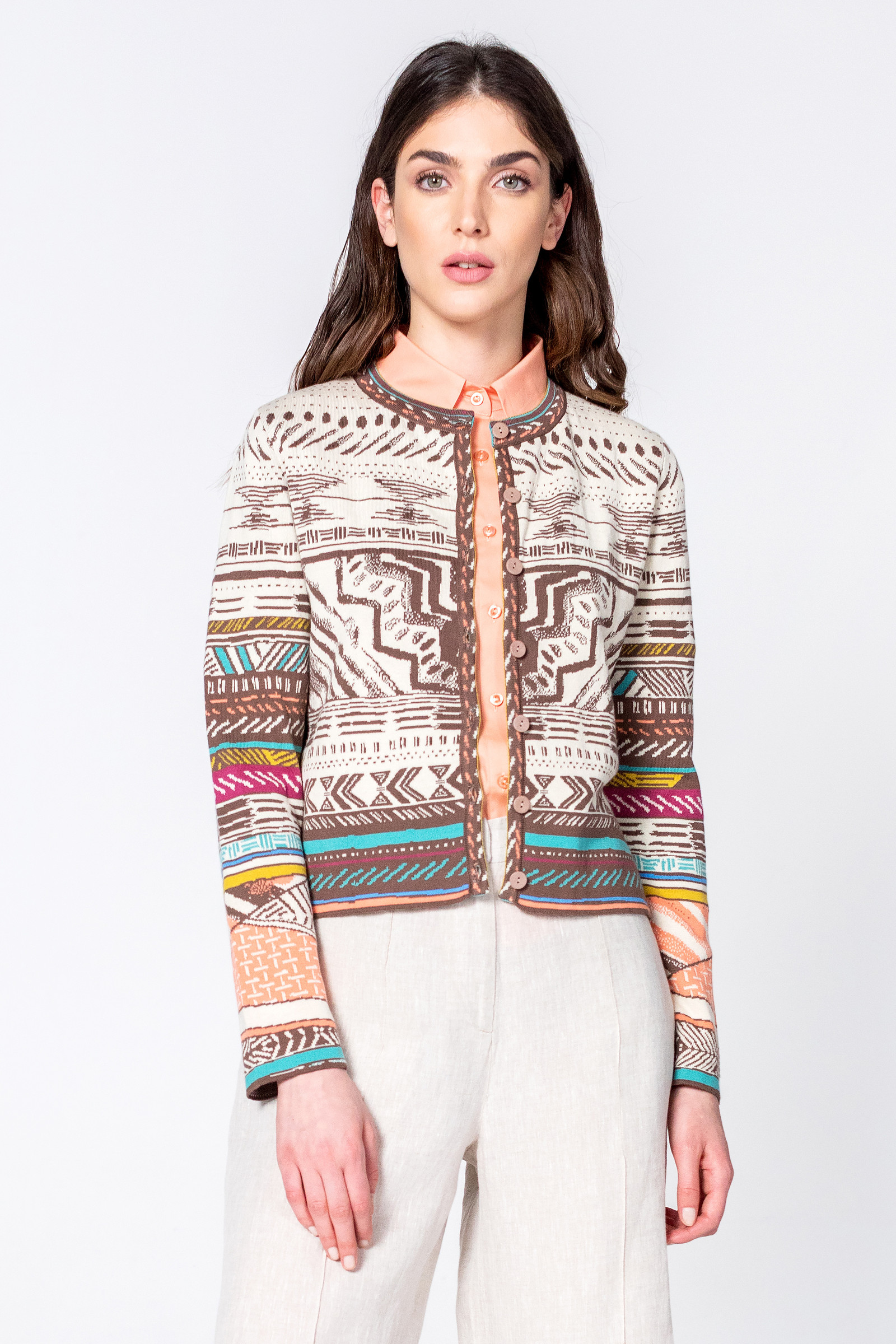 IVKO Outlet - Cardigan Geometric Print Off-White - 13 doors