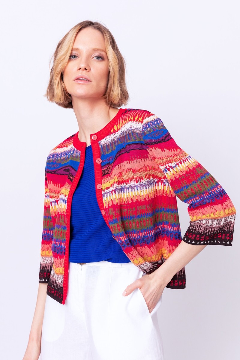 IVKO Outlet - Cardigan Sunset Motif Red