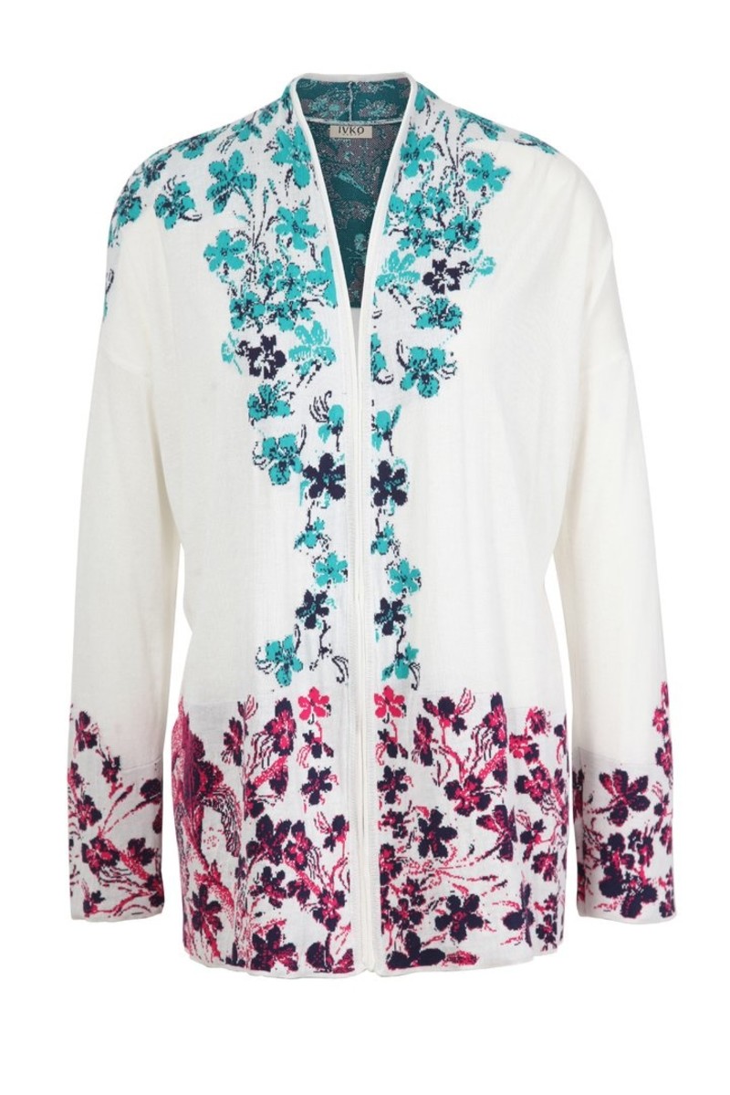 IVKO Outlet - Intarsia Pattern Cardigan White