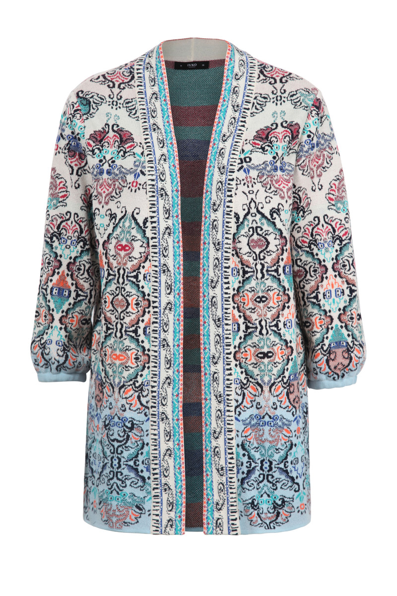 IVKO Woman - Jacquard Cardigan Boho Ornaments Blue