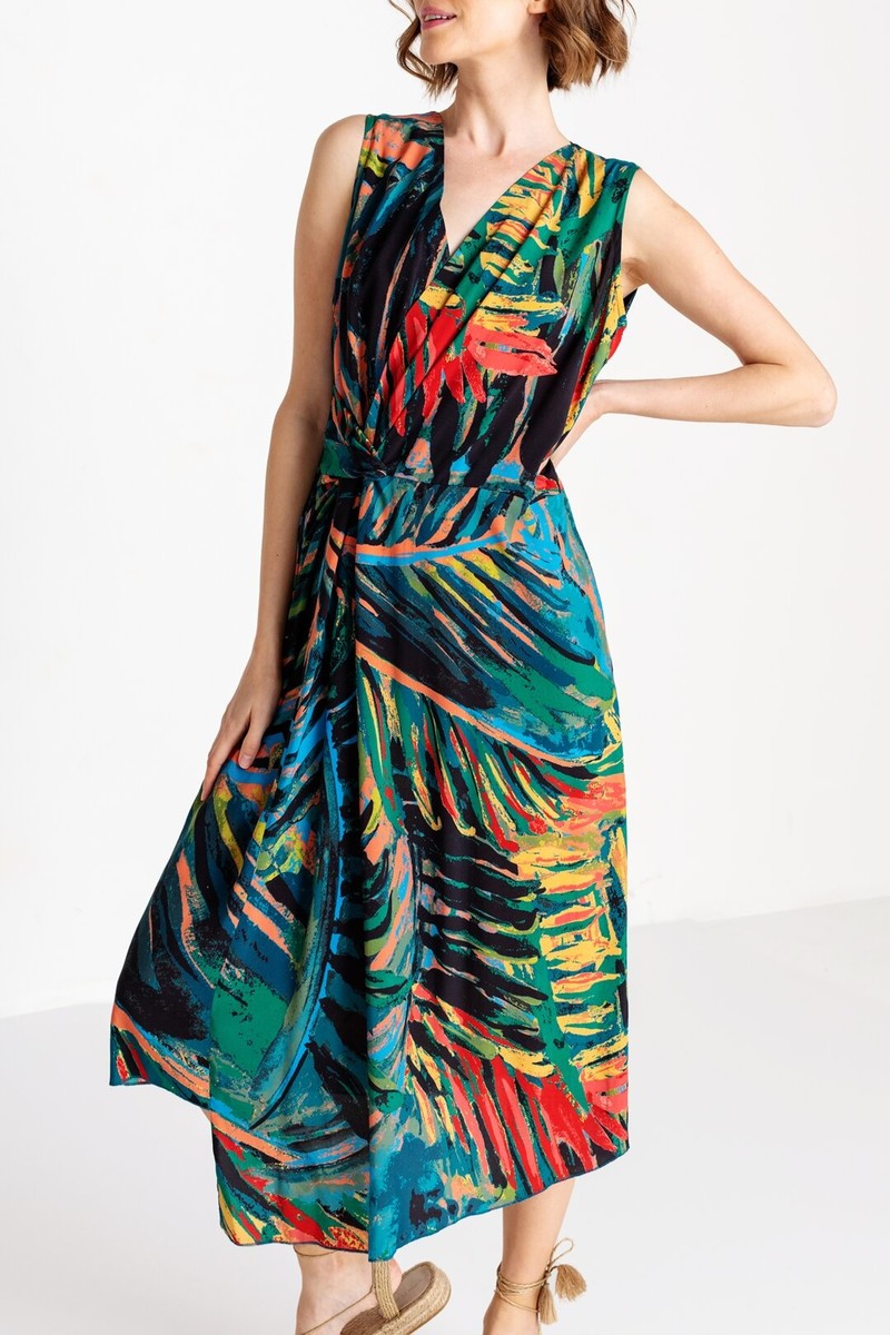 IVKO Outlet - Wrap Dress Tropical Motif Amazonas