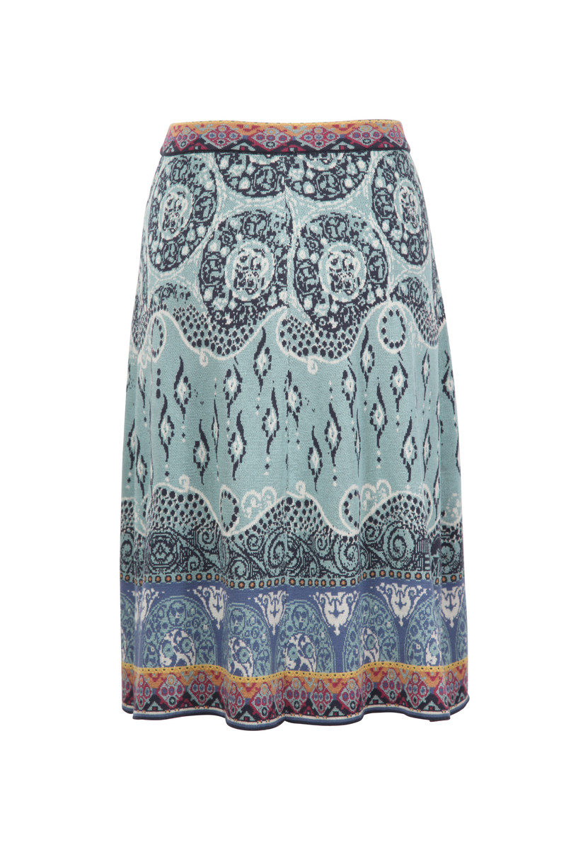 IVKO Outlet - Pleat Skirt Jacquard Pattern Aqua