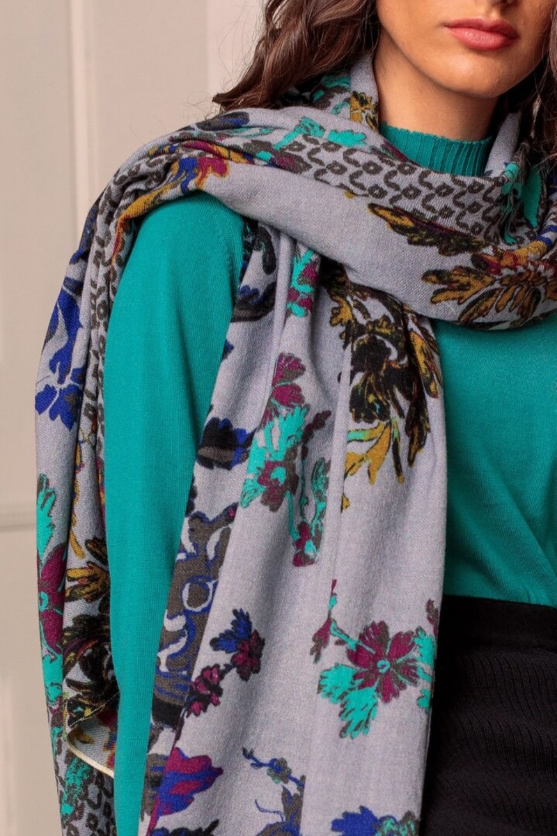 IVKO Outlet - Printed Scarf Floral Pattern Slate