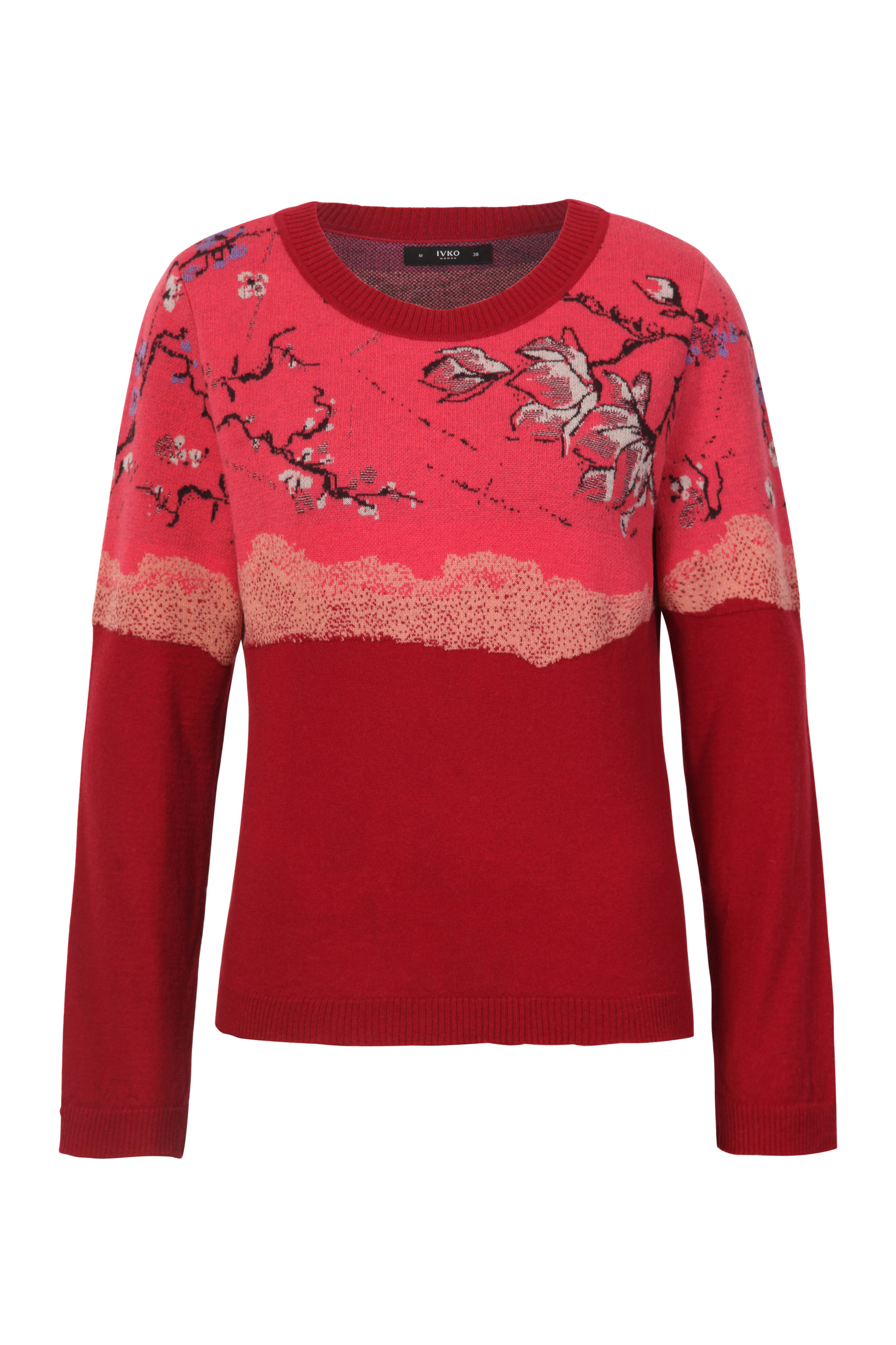 IVKO  Woman IVKO Outlet -Jacquard Pullover Cherry Blossom Pattern Rosewood