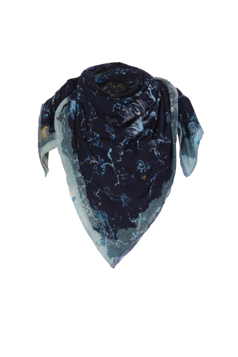 IVKO - Shawl Cherry Blossom Pattern Marine