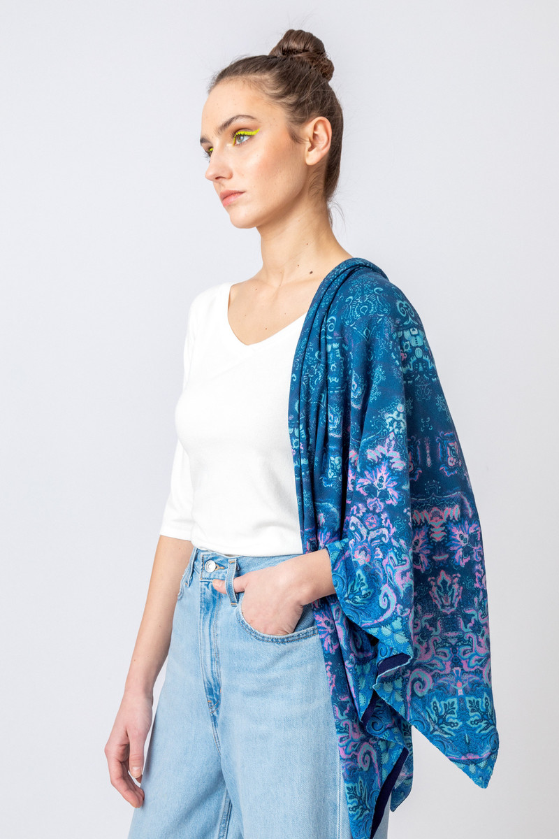 IVKO - Printed Shawl Ornament Motif Marine