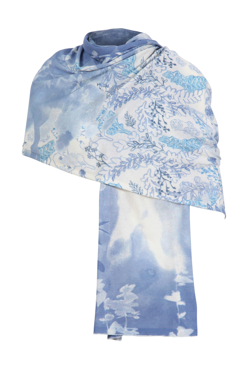 IVKO - Printed Scarf Herba Motif Stone Blue