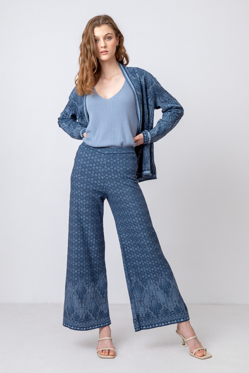 IVKO Outlet - Pants Ornament Motif Stone Blue