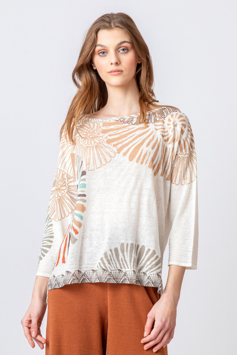 IVKO Outlet - Printed Pullover Sea Shell Motif Off-White