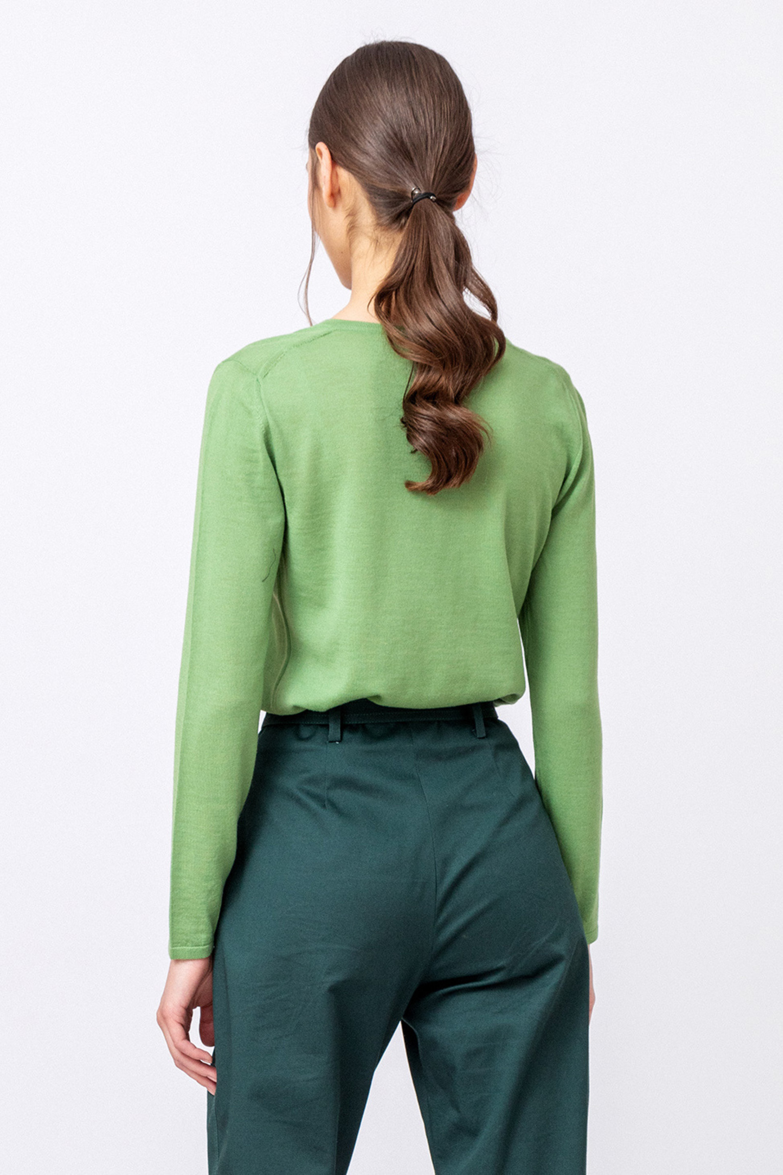 IVKO  Woman IVKO Outlet - Solid Pullover V-Neck Green