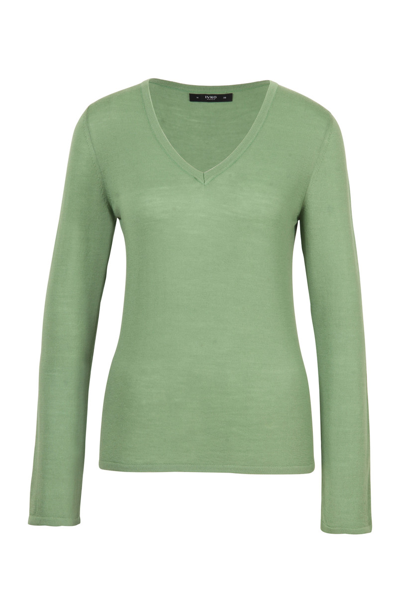 IVKO Outlet - Solid Pullover V-Neck Green