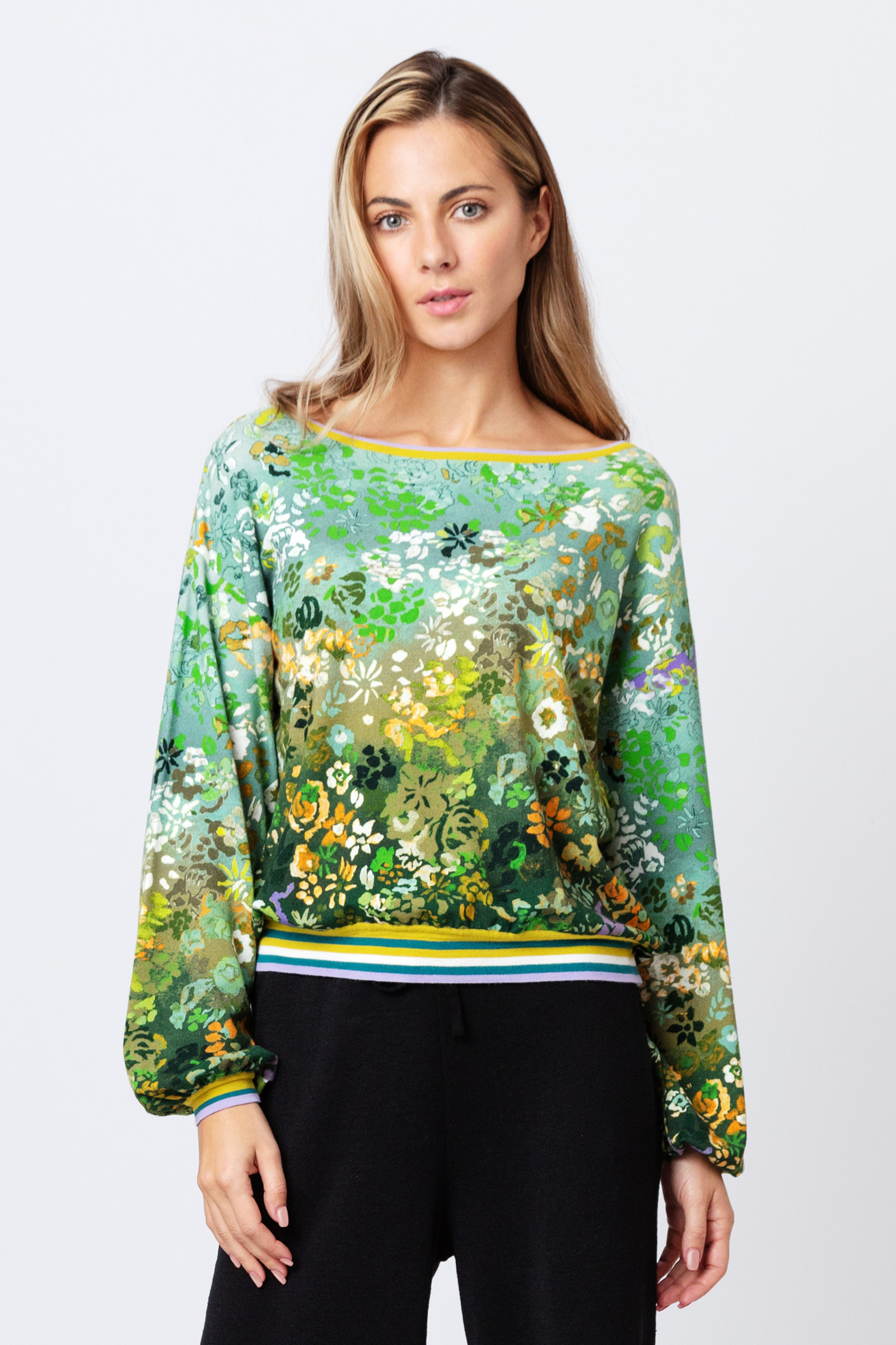 IVKO  Woman IVKO Outlet - Printed Pullover Floral Motif Pastel Green