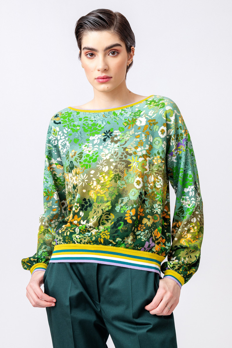 IVKO Outlet - Printed Pullover Floral Motif Pastel Green