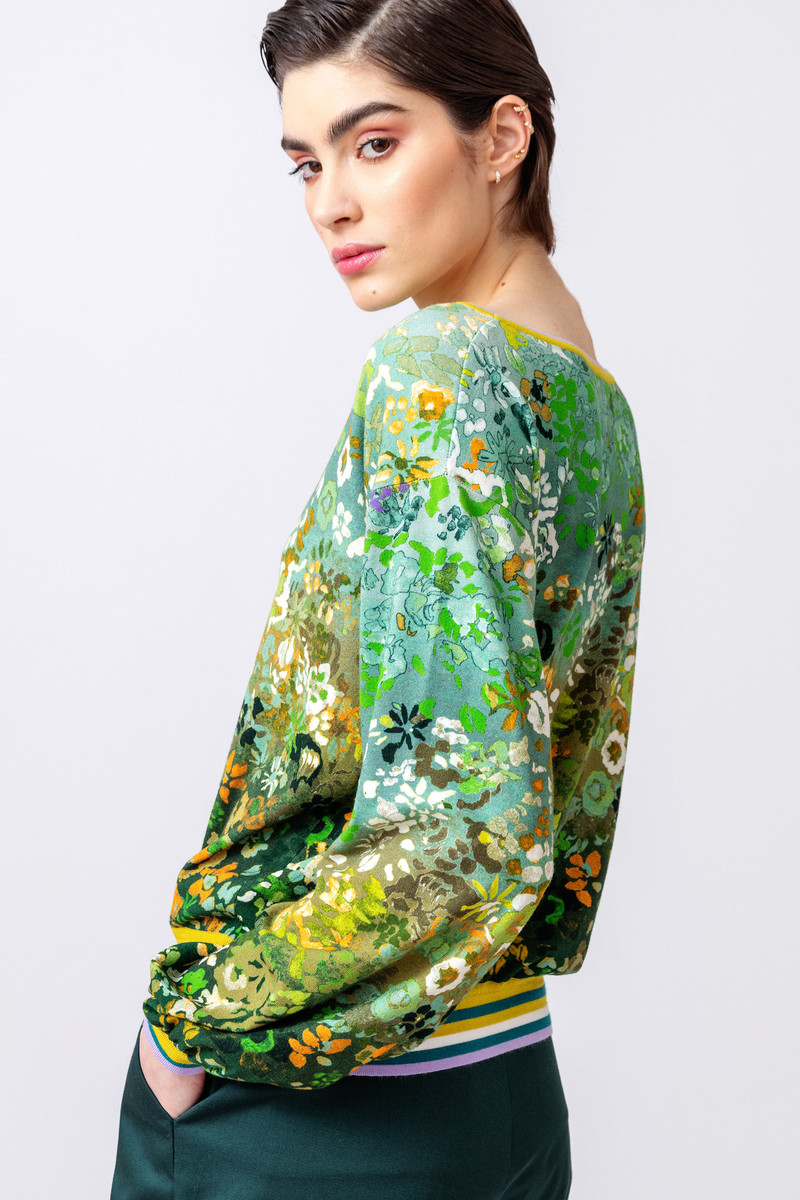IVKO  - Printed Pullover Floral Motif Pastel Green