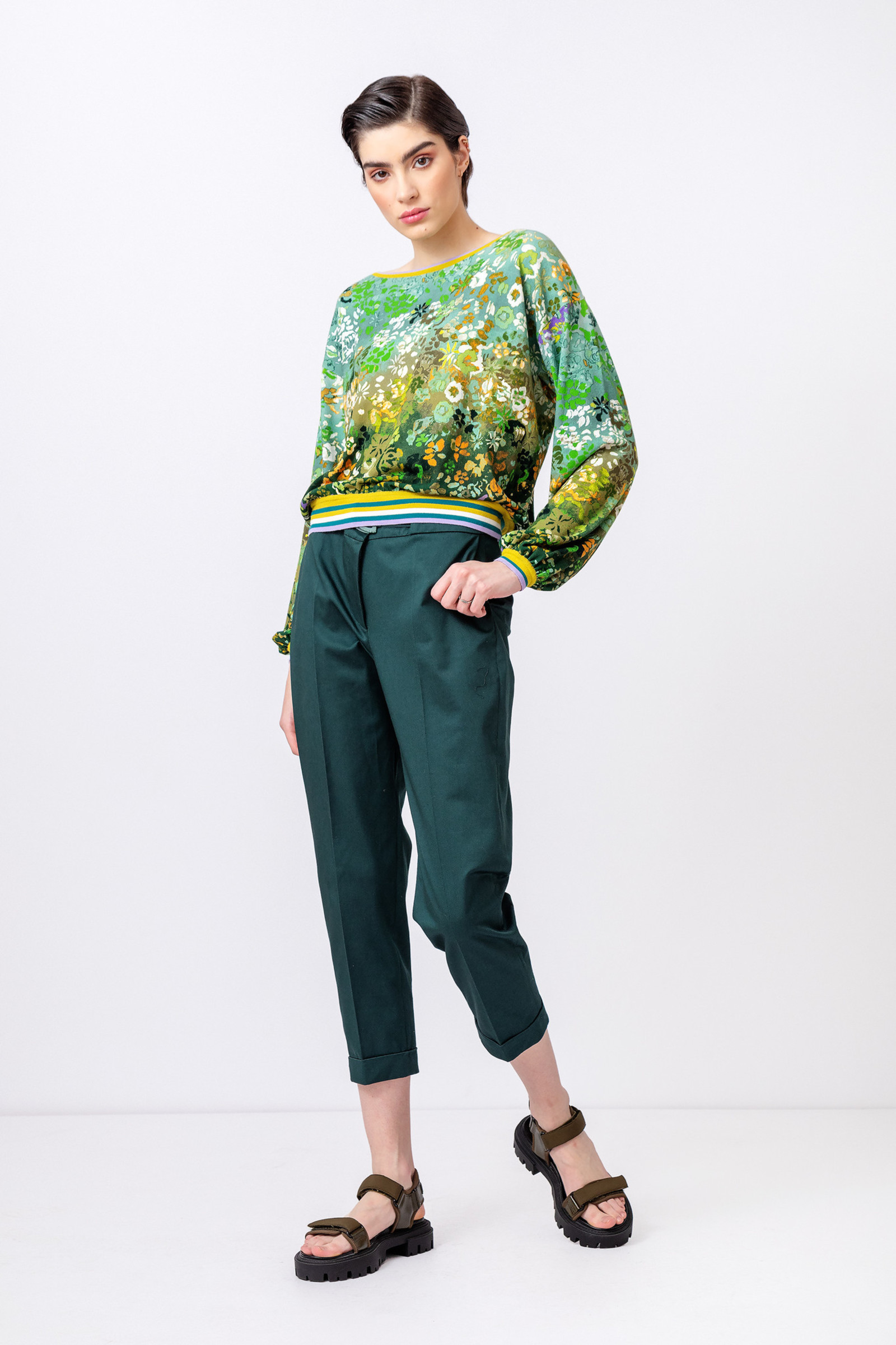 IVKO  Woman IVKO  - Printed Pullover Floral Motif Pastel Green
