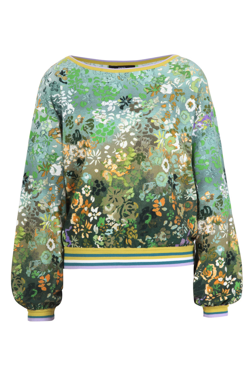 IVKO - Printed Pullover Floral Motif Pastel Green