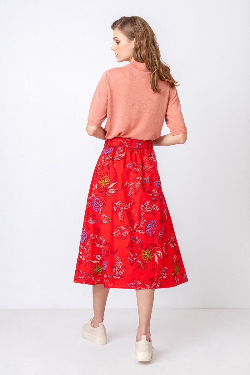 IVKO - Embroidered Skirt Floral Motif Red