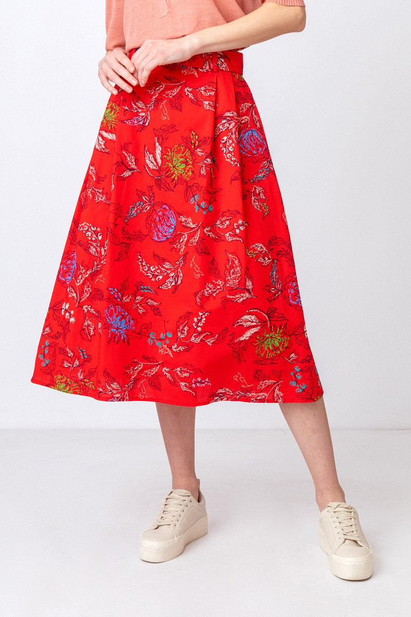 IVKO Outlet - Embroidered Skirt Floral Motif Red