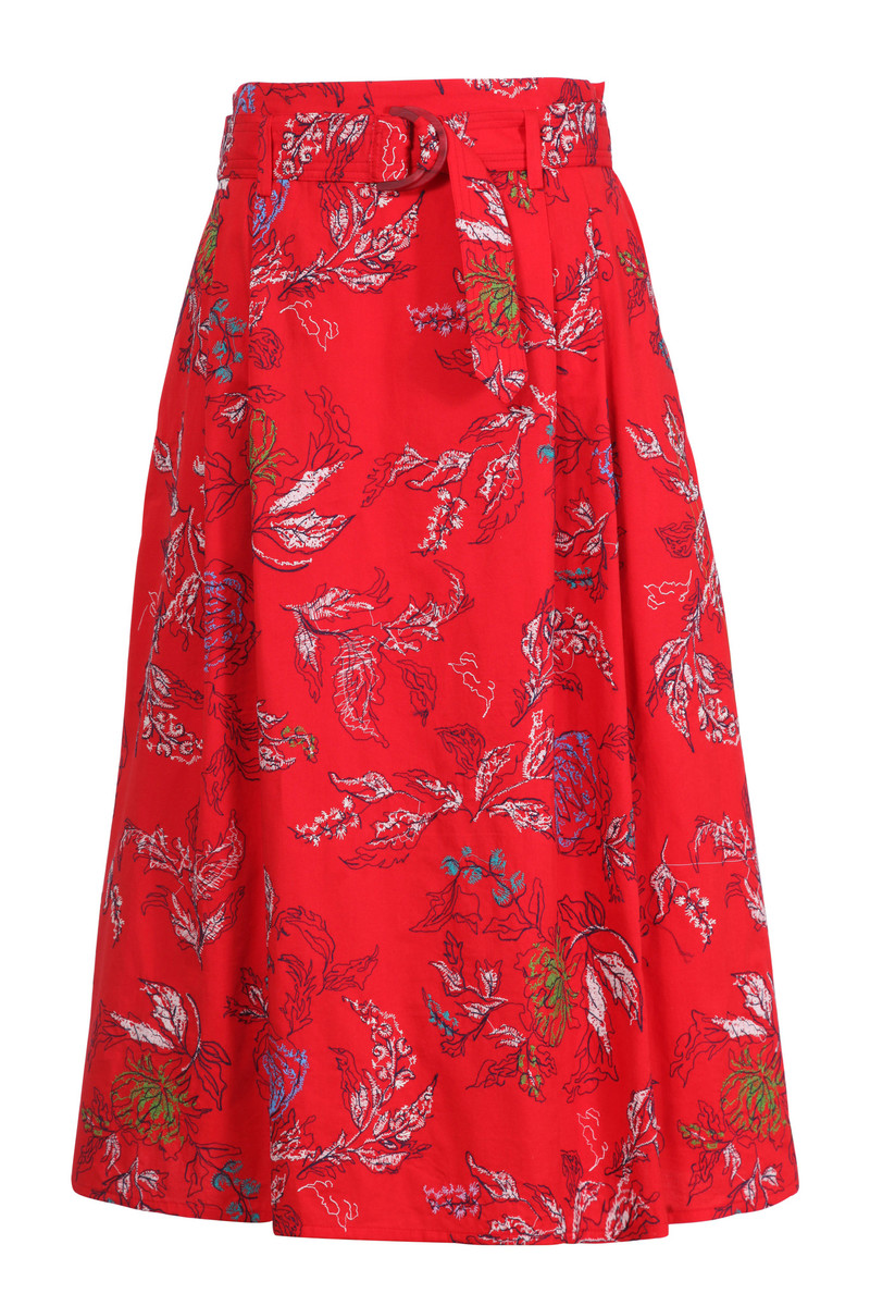IVKO - Embroidered Skirt Floral Motif Red