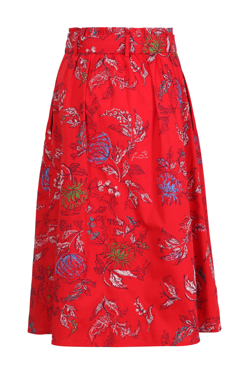 IVKO - Embroidered Skirt Floral Motif Red