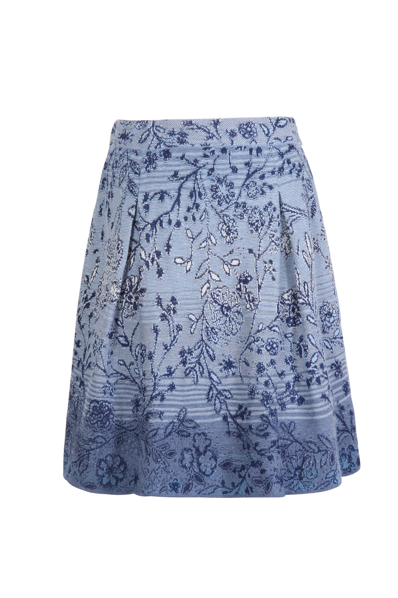 IVKO - Brocade Skirt Herba Pattern Stone Blue