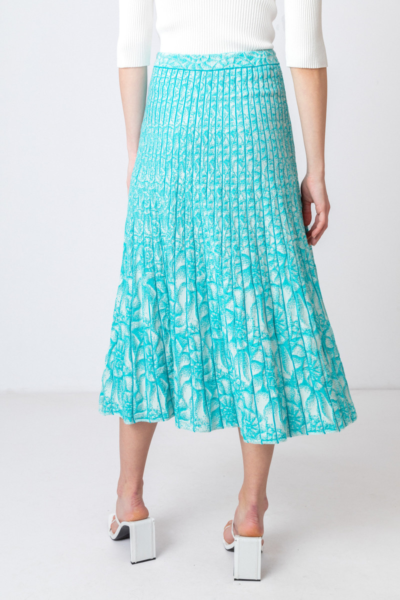 IVKO - Skirt with Pleats Sea Shell Pattern Blue