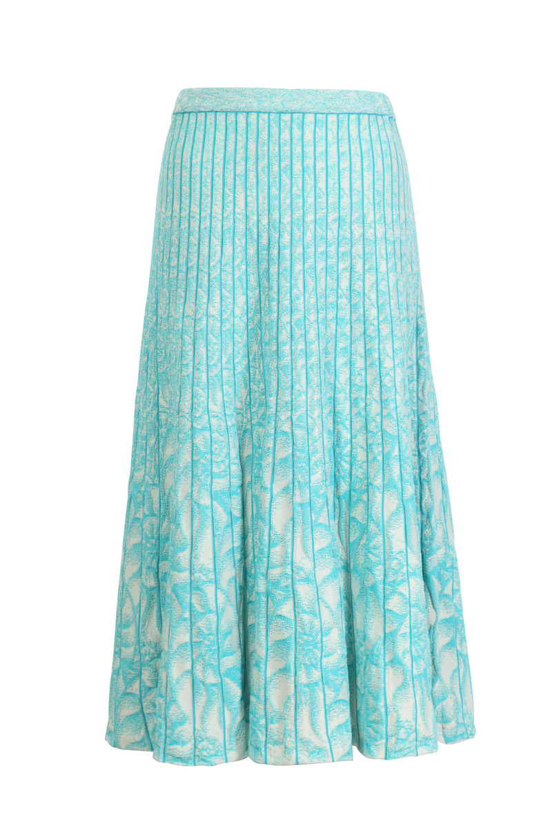 IVKO Outlet - Skirt with Pleats Sea Shell Pattern Blue