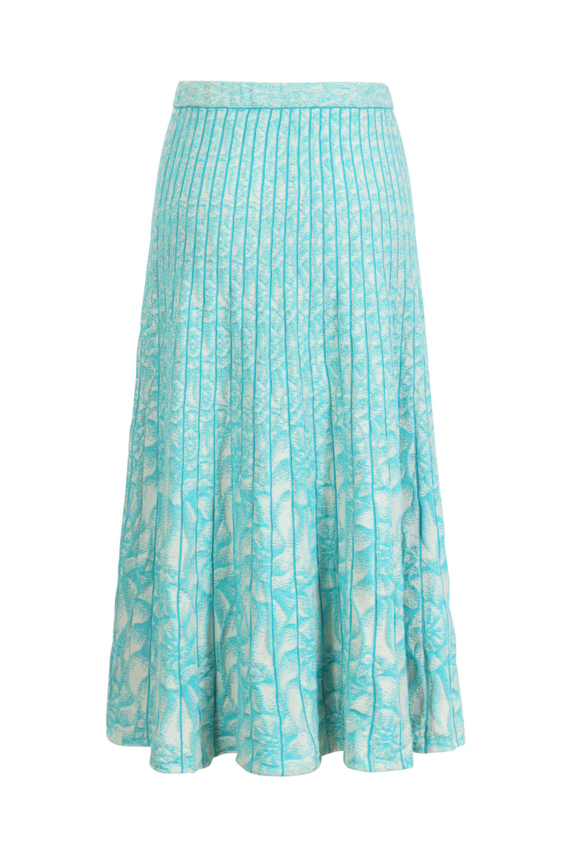 IVKO - Skirt with Pleats Sea Shell Pattern Blue