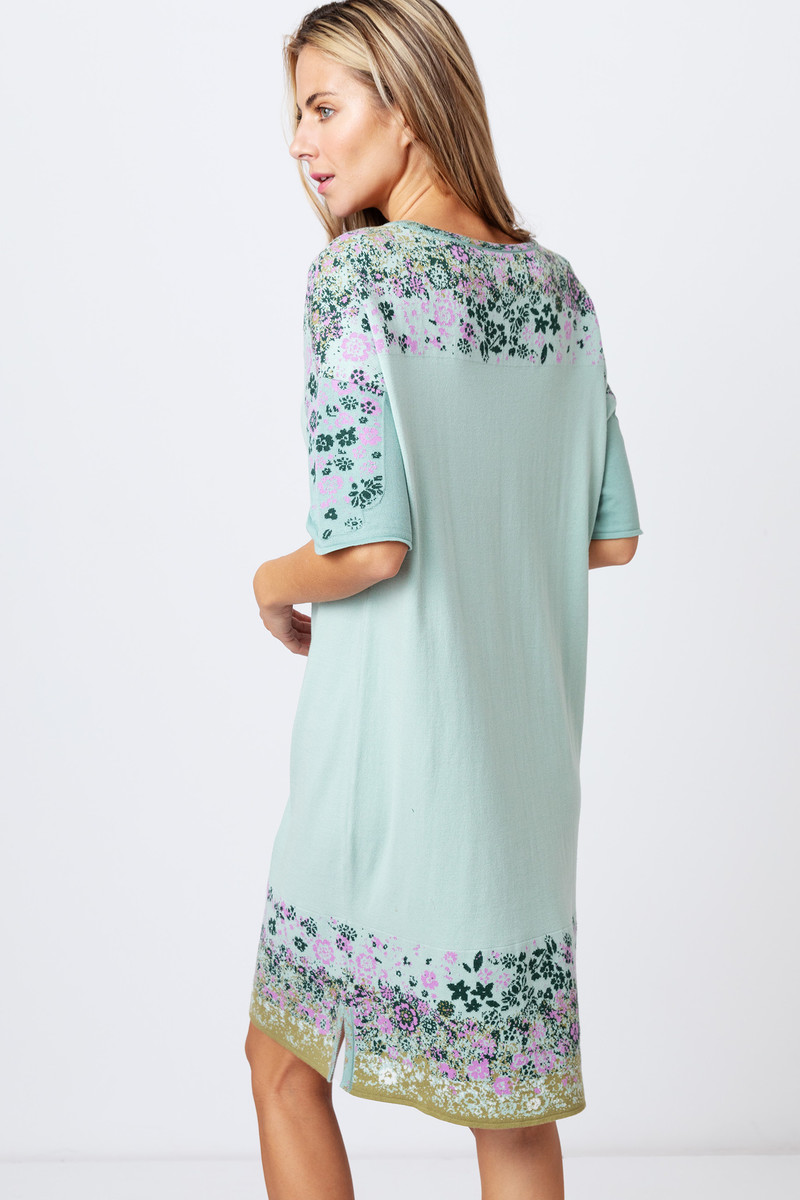 IVKO Outlet - Jacquard Dress Floral Pattern Aqua