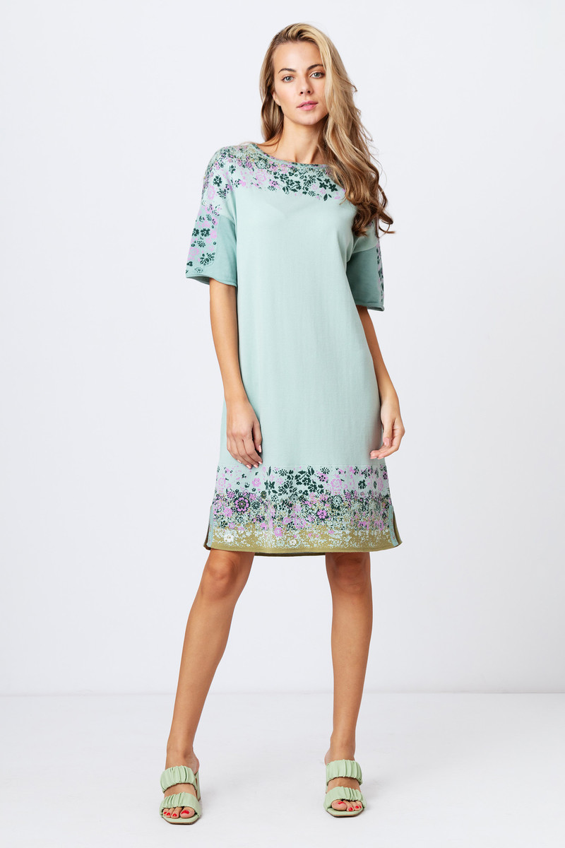 IVKO Outlet - Jacquard Dress Floral Pattern Aqua