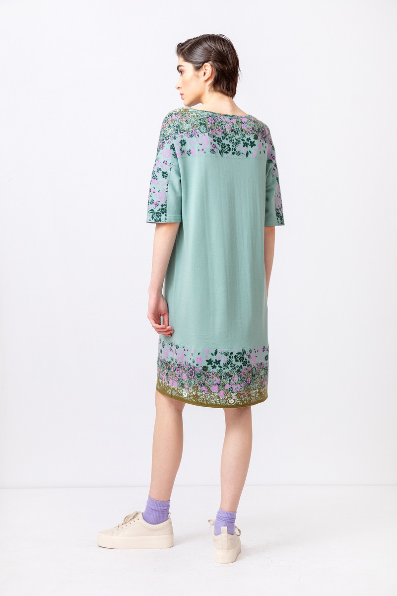 IVKO Outlet - Jacquard Dress Floral Pattern Aqua