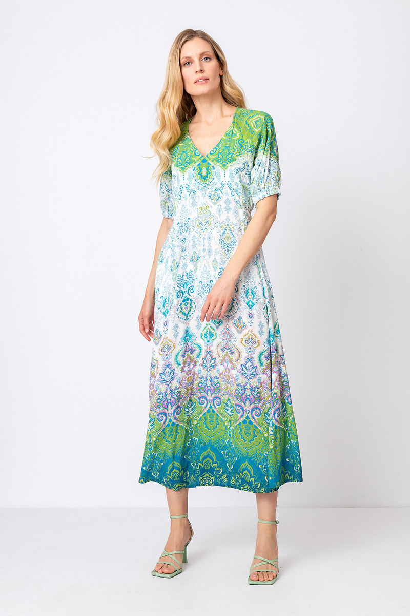 IVKO - A-Line Dress Ornament Motif Off-White