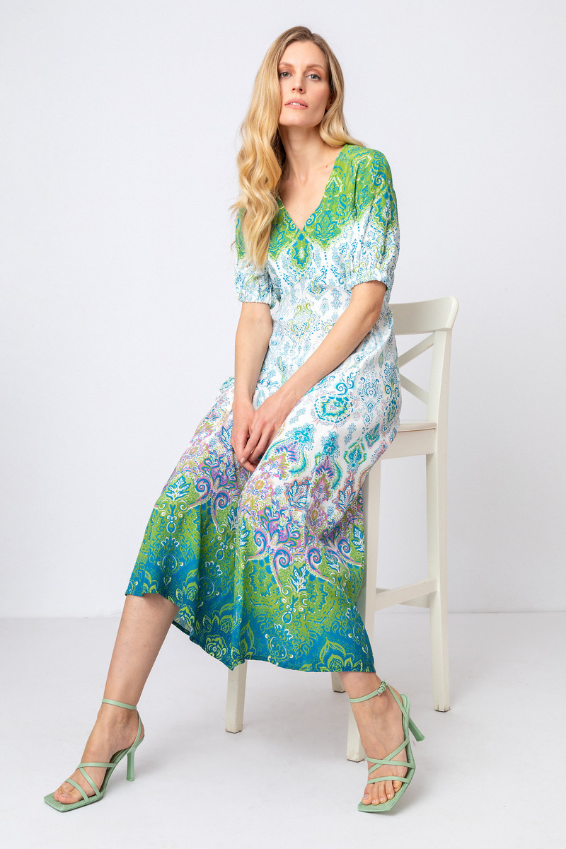 IVKO - A-Line Dress Ornament Motif Off-White