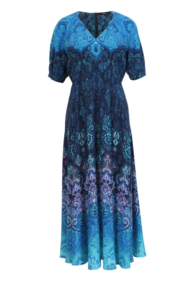 IVKO - A-Line Dress Ornament Motif Marine