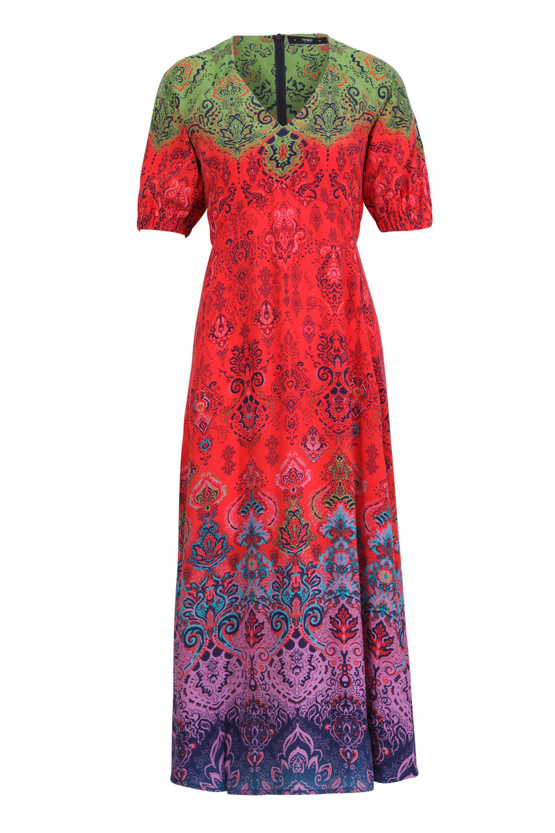 IVKO - A-Line Dress Ornament Motif Red