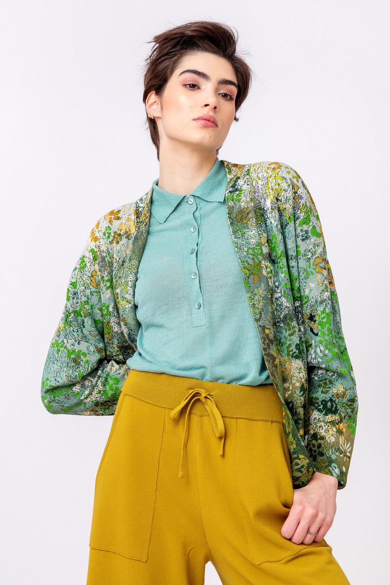 IVKO - Printed Coatigan Floral Motif Pastel Green