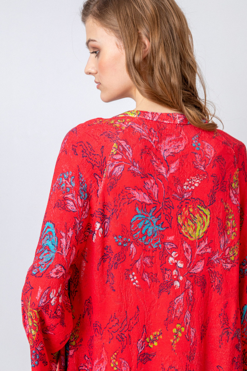 IVKO - Printed Coatigan Floral Motif Red