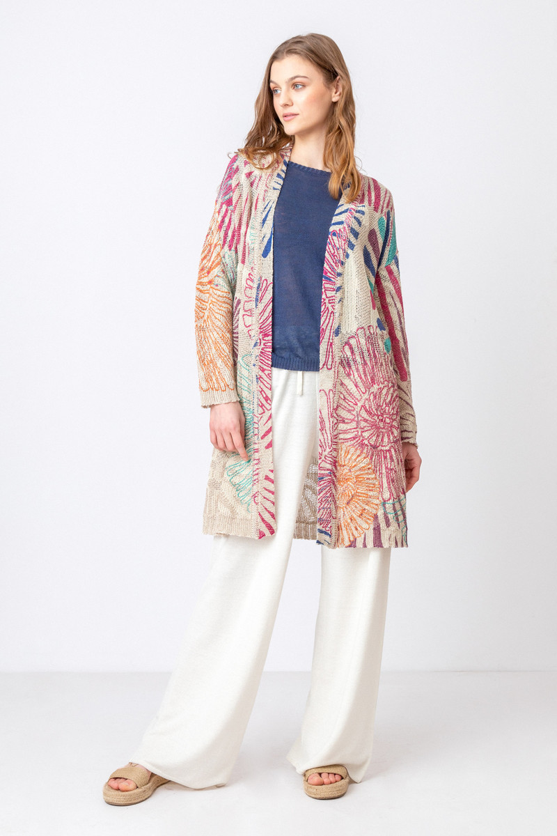 IVKO - Printed Coatigan Sea Shell Motif Blue