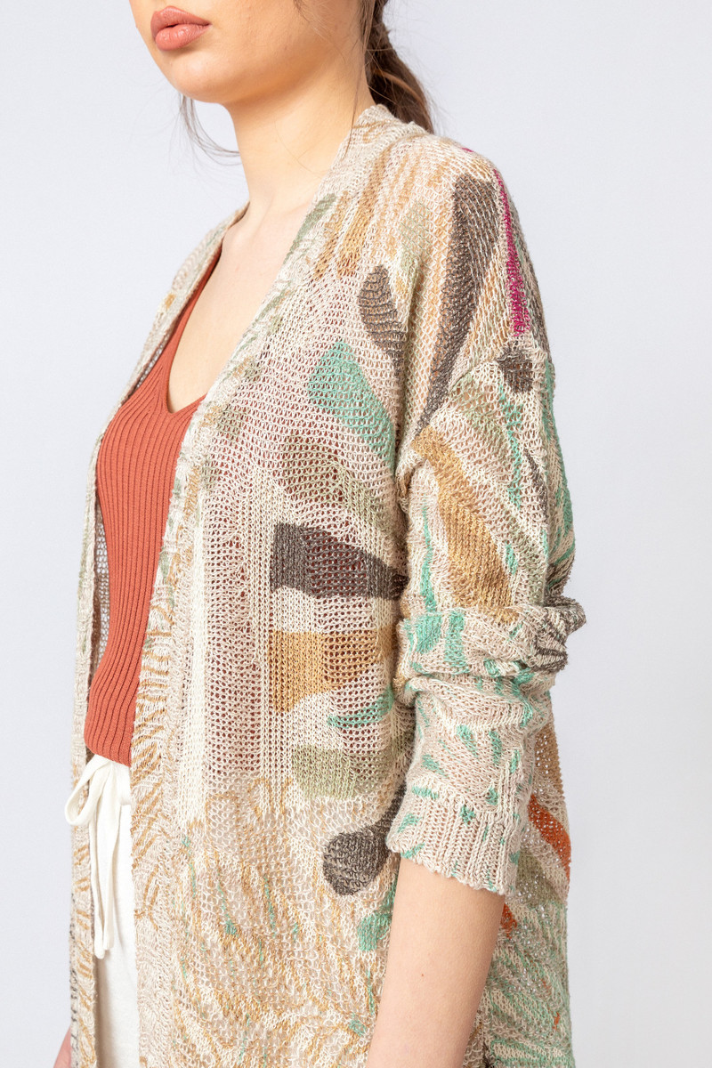IVKO - Printed Coatigan Sea Shell Motif Off-White
